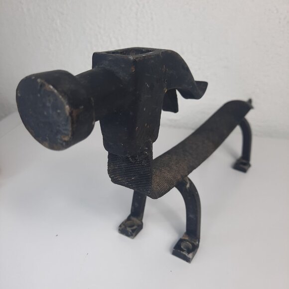 Welded Scrap Metal Dog Figurine Hammer Head Boot Scraper 15", 6" Tall UNIQUE VTG - Picture 6 of 10